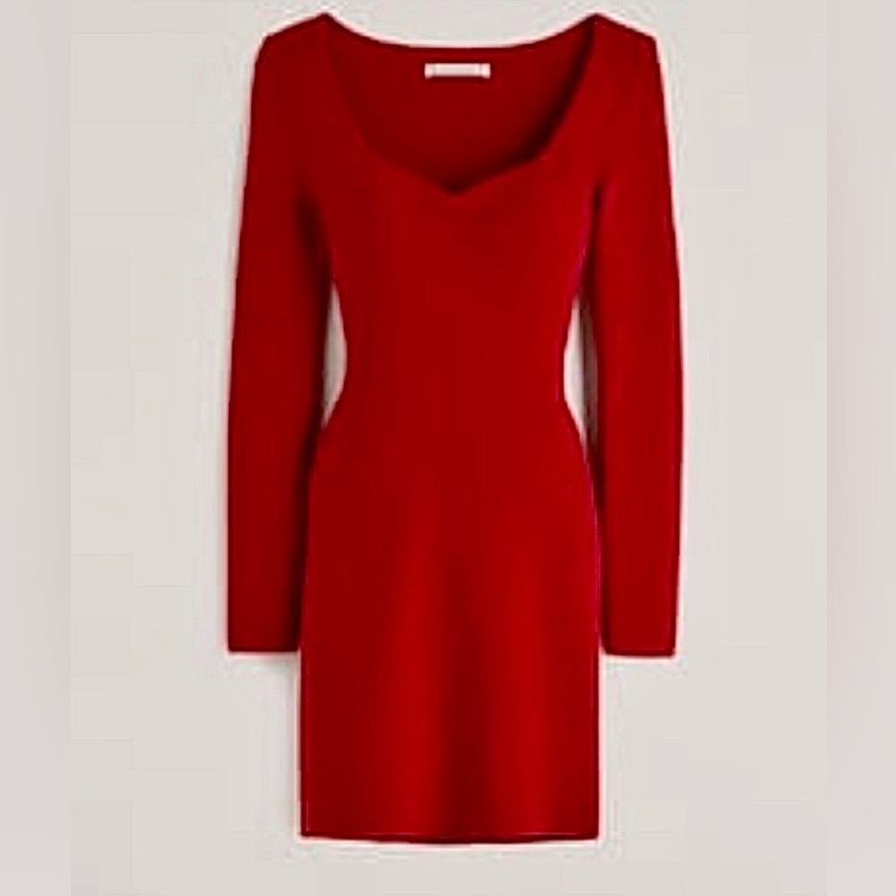 Abercrombie Red Portrait Neckline Sweater Mini Dress - Size Small
